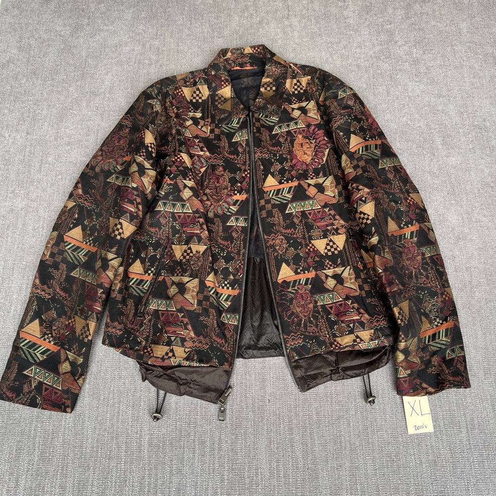 Etro Milano Bomber Jacket Women XL Multi Tapestry Aztec Geometric Lined Full Zip